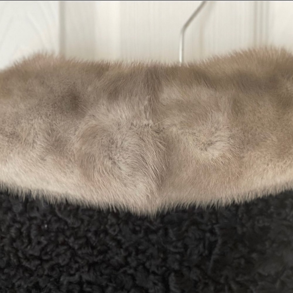 Vintage Black Persian Astrakhan Lamb Mink Fur Trim Coat by FUR SALON the… - Picture 5 of 11